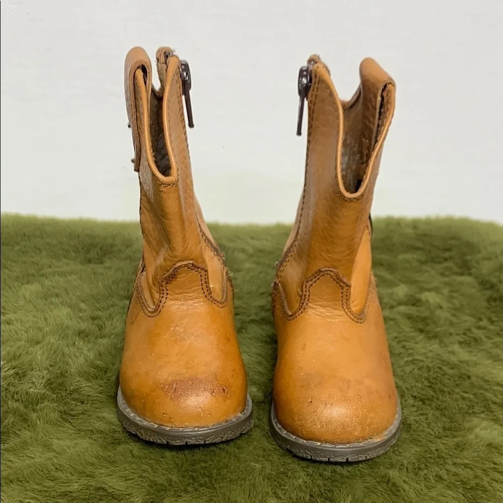Smoky Mountain Boots Tan Western Leather Boots with Side Zippers and Rubber Sole